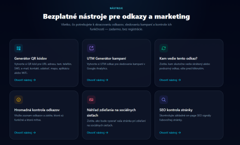 7 nových bezplatných nástrojov na odkz.sk — QR, SEO, bezpečnostné hlavičky a viac